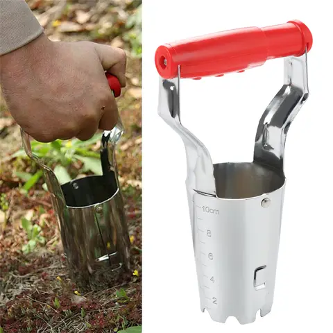 FLORA GUARD Bulb Planter with Depth Mark - Ideal Bulb Transplanter for Planting (Red)