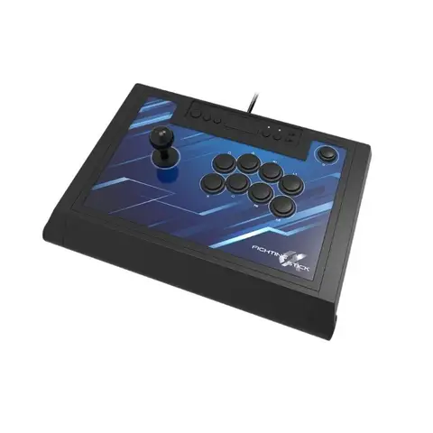 Hori Manette filaire Fighting Stick PC, PS4 et PS5 - Boutons paramétrables - Licence officielle Sony - Noir et bleu