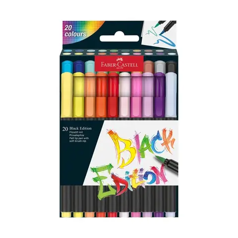 FABER-CASTELL Set de Feutres Pinceaux Black Edition 20x