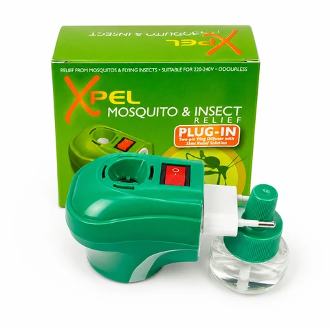 XPEL Mosquito & Insect Relief Plug-In Diffuser Kit with 35ml Refill – Odourless Mosquito Repellent for Home & Travel, 2-Pin European Plug 220-240V, Lasts Up to 45 Nights Use, Mosquito Plug ins for Abroad