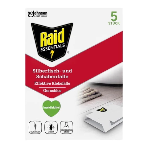 Raid Essentials Silberfisch- und Kakerlakenfalle 5 Stück