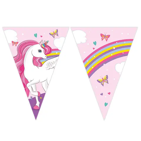 Unicorn Rainbow Paper Triangle Flag Banner