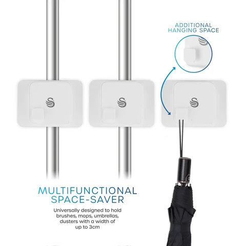 Swan Elevate Pack of 3 Self Adhesive Wall Mount Clips, White