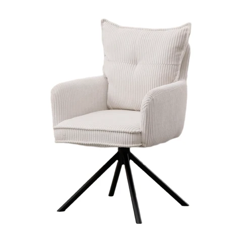 chairus Swivel Office Chair Desk Chair no Wheels in Corduroy Fabric Upholstered Vanity Chair