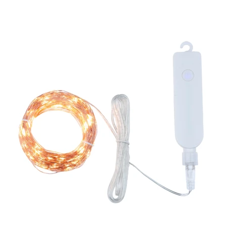 1pcs 20 meters 200 lights, copper 35 pure copper wire,Type-c ultra-thin rechargeable copper wire lamp,  lamp distance 10cm, tail line 2 meters, 500 mAh lithium battery, timed eight-function flashing, typC data cable, 1 set, box packaging