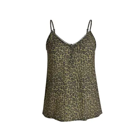 IZURIA round-neck olive green leopard-print camisole  L