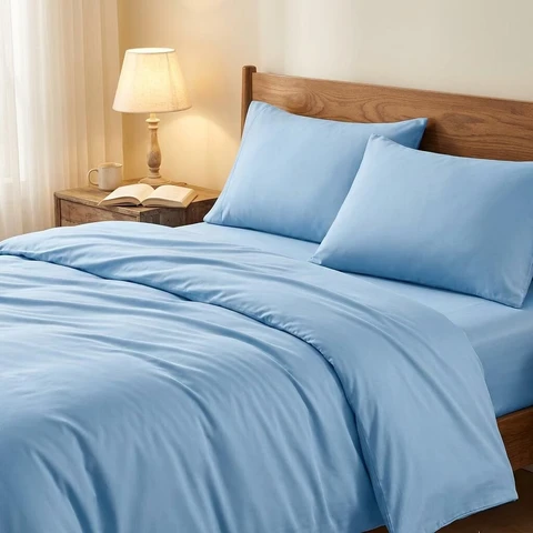 ochama Dekbedovertrekset 3-delig 100% Katoen, Set van 1 Dekbedovertrek 220x240cm en 2 Kussenslopen 60x70cm, Luxe Slaapcomfort Beddengoed, Blauw