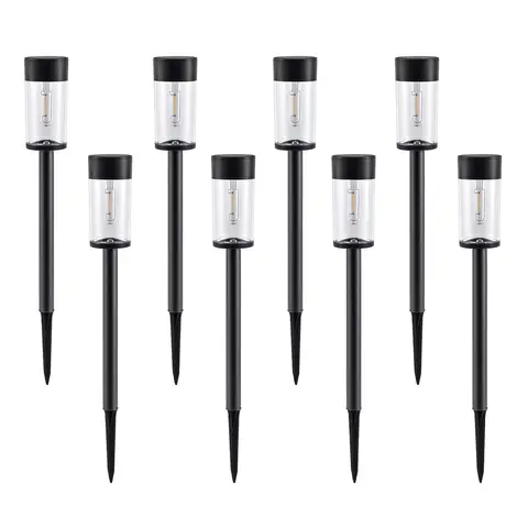 UME 8 Pack Solar Pathway Lights Outdoor, Bright Solar Garden Lights with Metal Design–IP65 Waterproof, Auto On/Off, 3000K LED Landscape Lighting for Yard, Lawn, Walkway, Driveway, Patio Decor