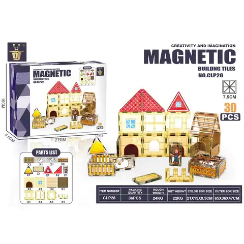 XINQIYUAN Bildungstoys magnetic tiles magnetspielzeug magnetkugeln kinder 7,5 cm Wald- und Bauernhof-Tier Magnetblock-Set, 30 Stück