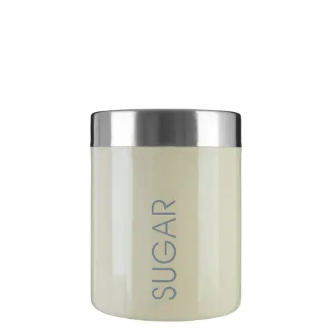 Premier Housewares Zuckerkanne aus Edelstahl, cremefarbener Enamel, elegantes Design, dauerhafte, reflektierende Silberschublade