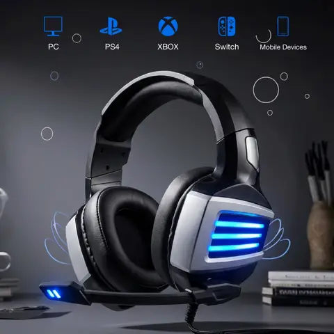 Siukie L200 Gaming Headset  Wired USB+3.5 Plugs  RGB 50mm Driver Diameter