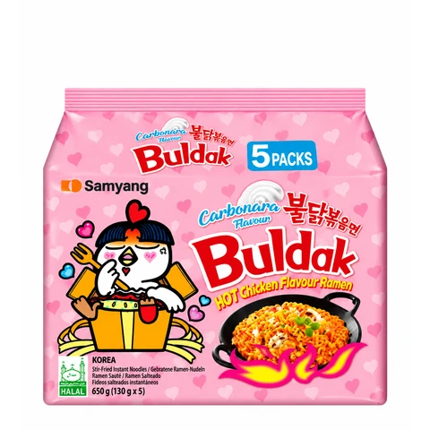Samyang Buldak Saveur Poulet Épicé Carbonara Ramen - 5 x 130g