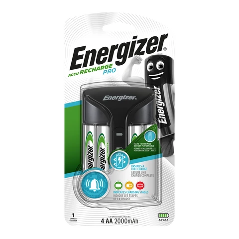 Energizer Pro Charger (UK) + 4×AA 2000mAh Rechargeable Batteries