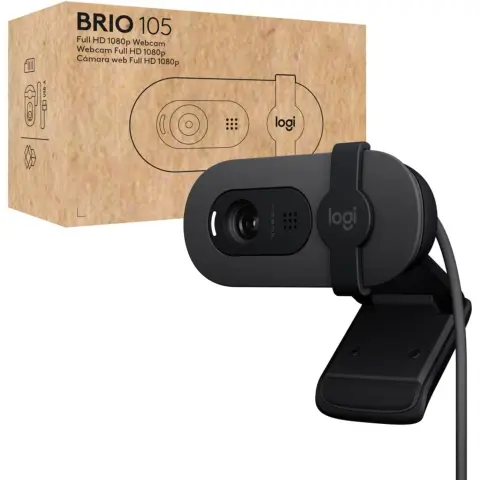 Logitech Brio 105 Full HD 1080p Business-Webcam mit Auto-Lichtausgleich, USB-A, Datenschutz-Verschluss, einfache Einrichtung, kompatibel mit Windows, macOS, ChromeOS - Graphit