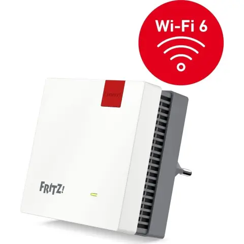Fritz!Repeater 1200 AX (Wi-Fi 6 Repeater mit Zwei Funkeinheiten: 5 GHz-Band (bis zu 2.400 MBit/s), 2,4 GHz-Band (bis zu 600 MBit/s), deutschsprachige Version)