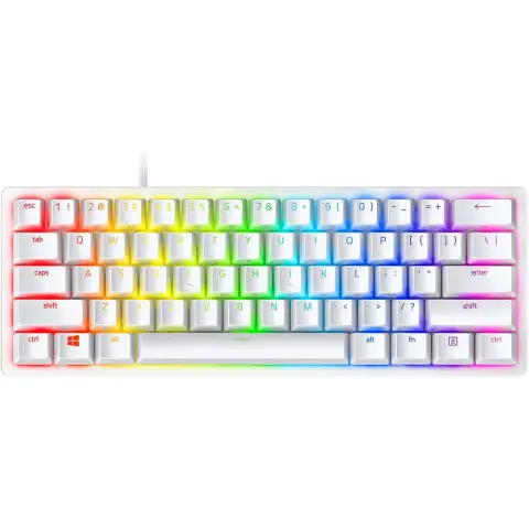 Razer Huntsman Mini (Rote Schalter) - Kompaktes 60%-Gaming-Tastatur (Lineare optische Schalter, Doubleshot-PBT-Tastenkappen, Abnehmbares USB-C-Kabel) QWERTY US-Layout | Mercury-Weiß