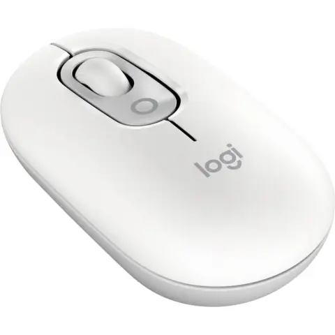 Logitech POP Maus (kompakt, mobil, Bluetooth, programmierbare Tasten, leise Klicks, Easy Switch für Umschalten zwischen bis zu 3 Geräten) – kompatibel mit Notebook, Tablet, PC – Grau-Weiß