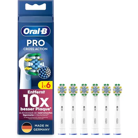 Oral-B Pro Tiefenreinigung - Original Ersatzbürstenköpfe für elektrische Zahnbürste - Tiefenreinigung der Zähne, Ersatzbürsten mit X-förmigen Borsten, Bürstenaufsatz, Made in Germany - Weiß, Packung mit 6