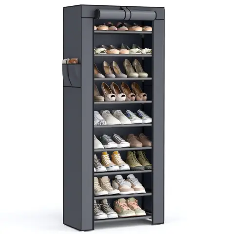 SONGMICS Shoe Rack, 10-Tier, 58x28x162cm, Grey