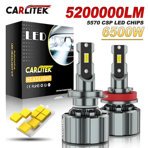 CARLitek H7 Bulbs, 300% Brighter 160000 Lumens 6000K, High/Low Beam Bulb kit, Plug and Play, Canbus Built-In Error Free, Pack of 2