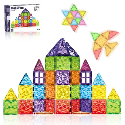 XINQIYUAN Bildungstoys magnetic tiles magnetspielzeug magnetkugeln kinder 7,5cm Diamant-Oberfläche Magnetische Bausteine, 108 Stück