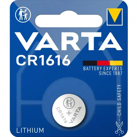 VARTA Lithium-Knopfzelle, CR1616, 3 Volt