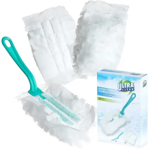 Duster PP schoonmaakgereedschap met 3 navullingen - Wit