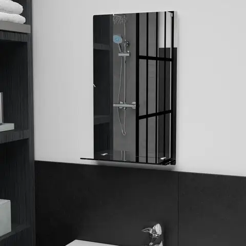 VidaXL Wandspiegel met plank 30 x 50 cm van gehard glas