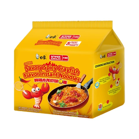 Bai Xiang Nouilles instantanées saveur écrevisse épicée - 5 x 113 g