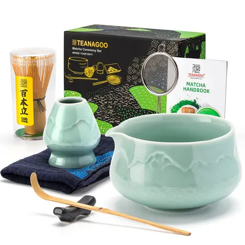TEANAGOO 7-Piece Ceramic Matcha Set with Whisk, Bowl, Scoop and Sifter