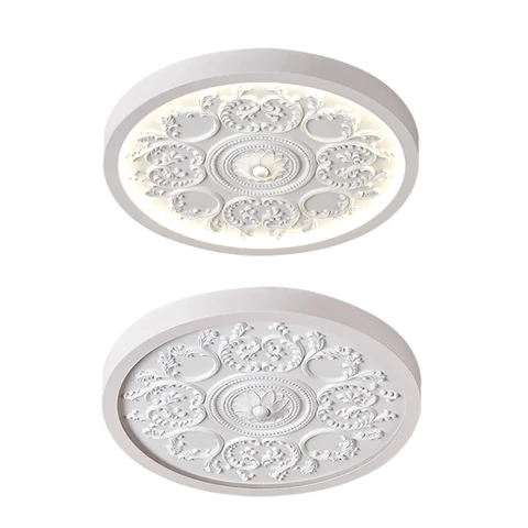 Homary Plafonnier encastré LED en résine, style français élégant - Blanc