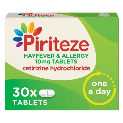 Piriteze Hayfever & Allergy Relief Antihistamine Tablets - 30 Tablets