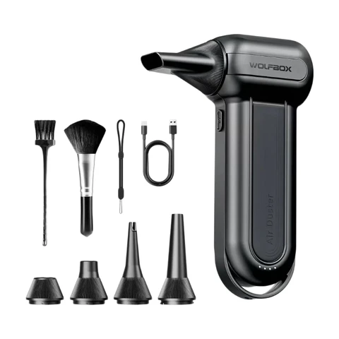 WOLFBOX DF100 (MF100-BLACK) Kabelloser elektrischer Air Duster, Luftbläser – 150.000 U/min, tragbarer Ventilator mit bürstenlosem Motor, für Auto, Zuhause und Outdoor
