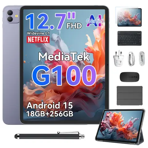 Blackview Link 8 Tablet, Android 15, 18GB(6+12) RAM + 256GB ROM, 12.7 Inch 2K+ FHD 2160*1600,  Gemini AI MediaTek G100, 8400mAh/PC Mod/Widevine L1/Face ID/16MP+13MP/GPS/OTG Gaming Tablets with Keyboard and Stylus