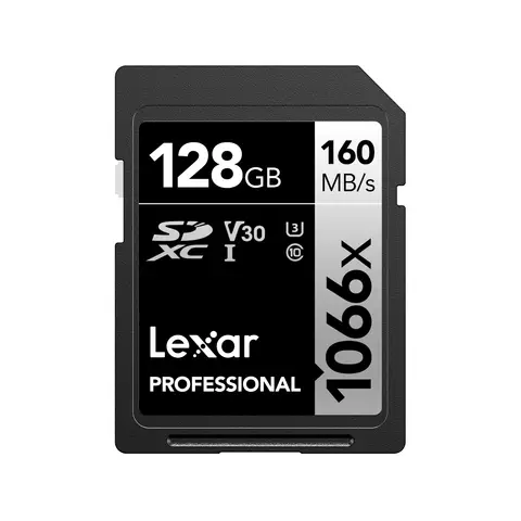 Lexar 128GB Professional 1066x SD Card, UHS-I, C10, U3, V30, Full HD, 4K, Up To 160MB/s Read SDXC Memory Card, for DSLR & Mirrorless Cameras