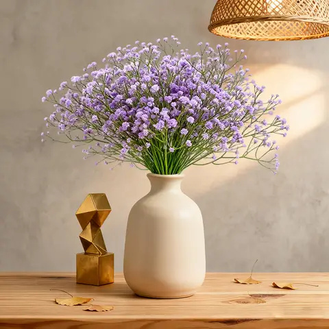 Wei's Moment 5Pcs Artificial 
Flowers, Fake Flowers Silk Plastic Artificial Gypsophila Realistic Flower Arrangements Wedding Decoration Table Centerpieces pink