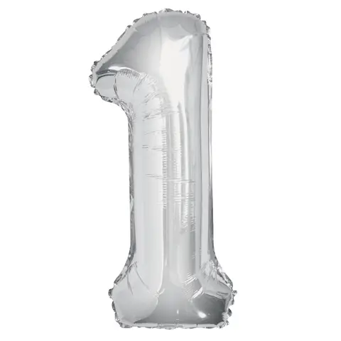 Unique Party Giant Number 1 Balloon, Silver, 86cm