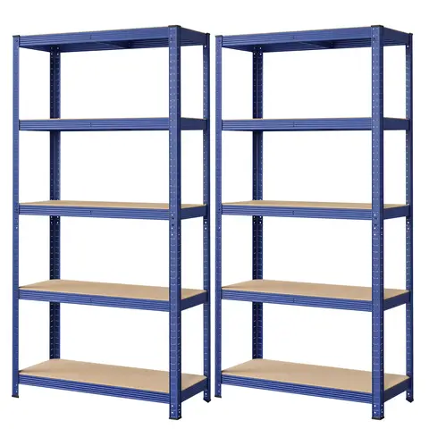 SONGMICSHOME  5-Tier Shelving Units Set of 2, Steel Shelving Unit for Storage, for Garage, Shed, Blue