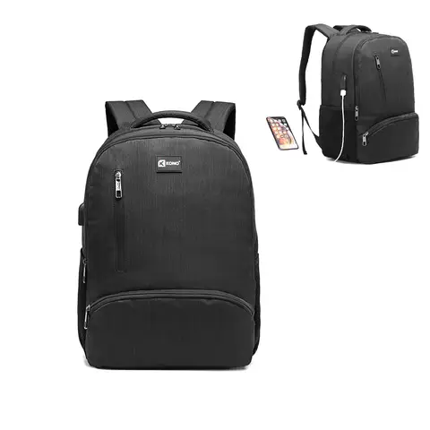 Travel Laptop Backpack with USB Charging Port, Water Resistant Business Work Computer Bag, Casual Daypack Schoolbag Rucksack for Women Men, Fits 15.6-inch Laptop, Lightweight Durable Daily Backpack Black