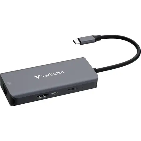 Verbatim USB-C Essentials Multiport Hub 6 poorten: RJ45, HDMI, USB-C PD, 3 x USB-A 3.2 Gen 1