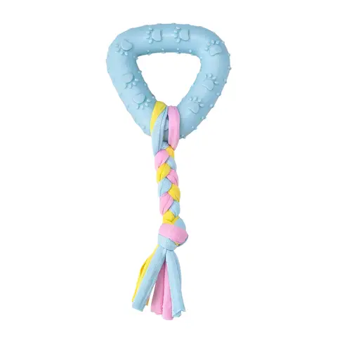 Blinkit Blue Triangle Rope Toy for Dogs, TPR and Fabric Rope Tug Toy, Interactive Play and Teeth Cleaning Toy