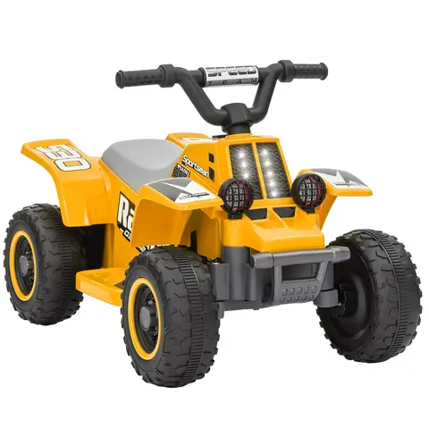 AIYAPLAY 6V Electric Car for Kids, Battery Powered Kids ATV, Quad Bike with Forward Backward, LED Headlights Yellow
