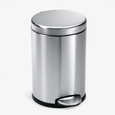 Simplehuman 4.5L Round Bathroom Pedal Bin, Brushed Stainless Steel