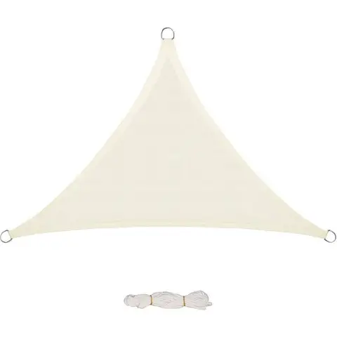 EUGAD Sonnensegel 200g/m² mit Befestigungsseilen, Premium HDPE Wetterfest Atmungsaktiv Rechtwinkliges Dreieck, Luftdurchlässig, Wasserdurchlässig, für Terrasse, Garten, Balkon, Camping, 3.6x3.6x5.1 m (1 Stück), Creme, Kunststoff, Rechtwinkliges Dreieck