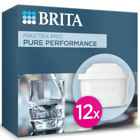 BRITA MAXTRA PRO Pure Performance Water Filter Cartridge 12 pack - Original BRITA refill reducing impurities, chlorine, pesticides and limescale for tap water with better taste