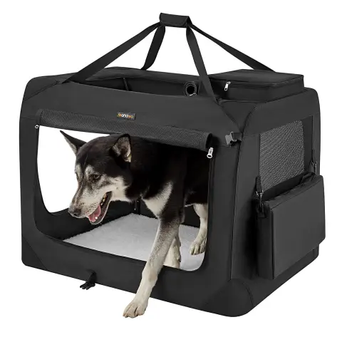 FEANDREA Dog Kennel, Portable Dog Travel Crate, 102.0x69.0x69.0cm, Black