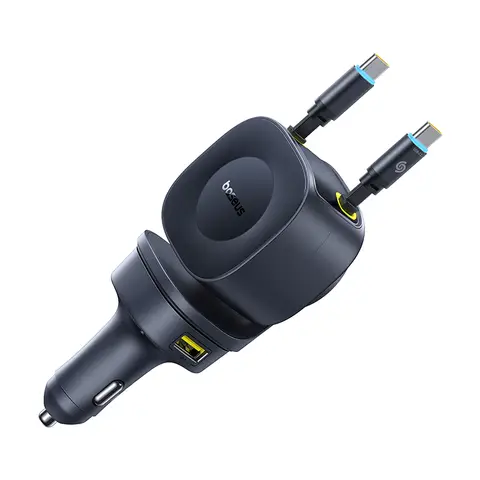 Baseus PrimeTrip VR2 Max Autoladegerät mit einziehbarem Kabel 3C+U 60W Kosmisches Schwarz
