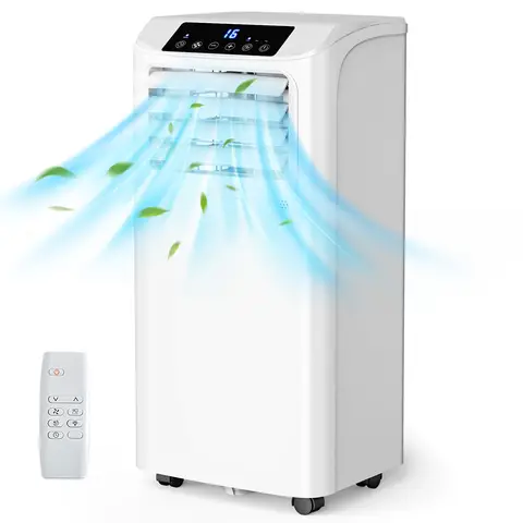 Humhold 9000 BTU mobiles Klimagerät, 2,6 kW kompakte 3-in-1 AC-Einheit, kühlt bis zu 33 m², mit Entfeuchter & Ventilator, leiser Schlafmodus, 24-Stunden-Timer, mit Universal-Fensterkit