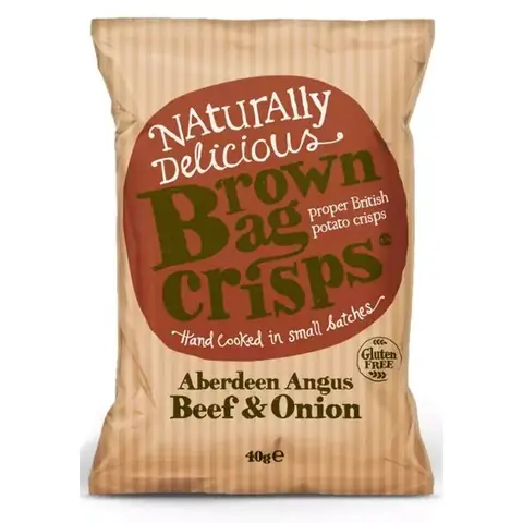 Brown Bag Crisps - Aberdeen Angus Beef and Onion - 20 x 40g