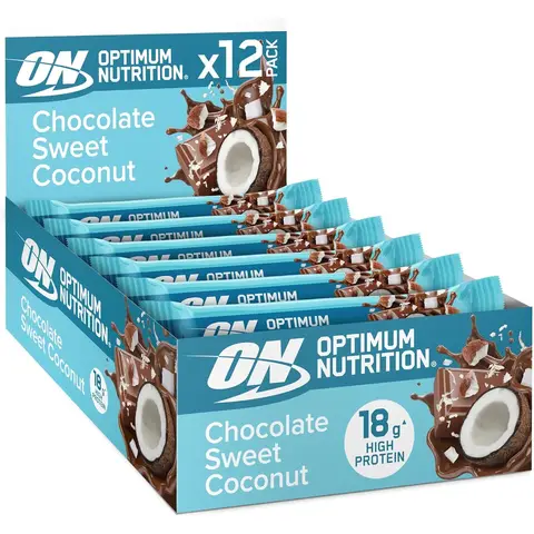 Optimum Nutrition Eiwitrepen chocolade & zoete kokos 720 g (12 repen)